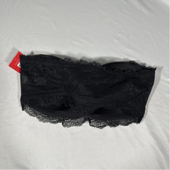NWT $48 Spanx [ Medium ] Undie-Tectable Bandeau Lace‎ Bra Nude Black - Picture 7 of 10